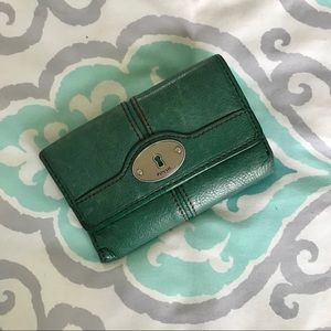 Turquoise teal Fossil fold out wallet